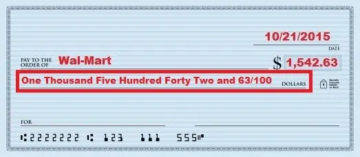 illustration of fourth step of how to fill out a check with a box around line where you write out the check amount in words