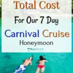 Here is our total cost for our 7 day carnival cruise honeymoon overlayed over couple snorkeling in clear Caribbean water