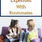 how to split expenses with roommates above two young women talking to each other while sitting on a purple couch