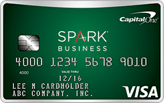 green capital one spark business cash visa credit card card art with emv chip