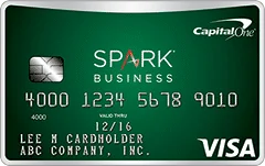 green capital one spark business cash visa credit card card art with emv chip