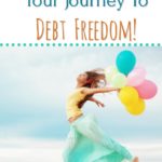 how to start your journey to debt freedom above woman dancing with colorful balloons