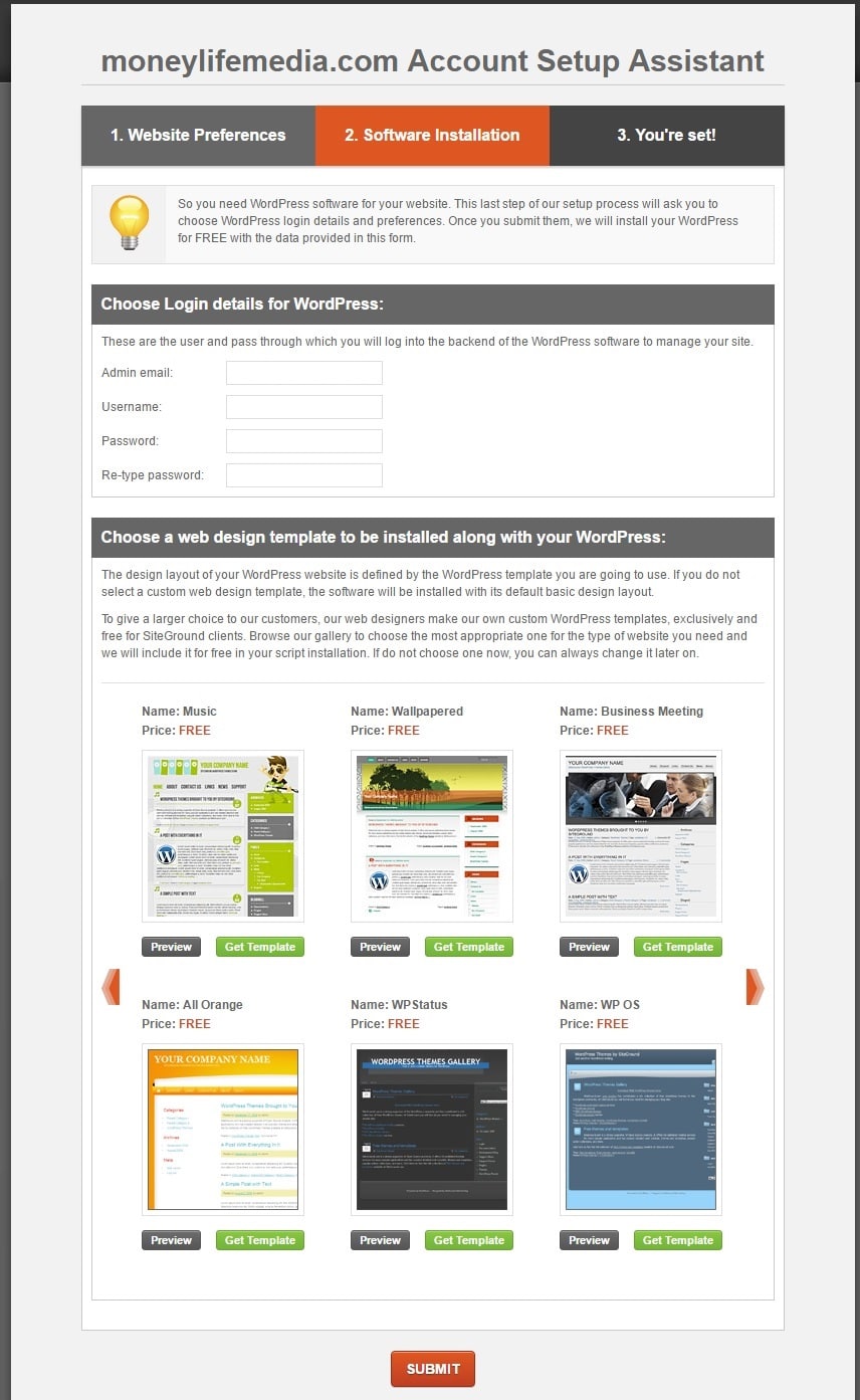 screenshot of fourth step of installing wordpress on siteground web hosting
