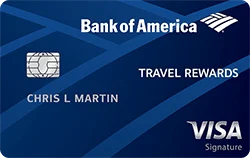 blue bank of america travel rewards visa signature credit card card art with emv chip
