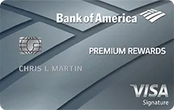 silver bank of america premium rewards visa signature credit card card art with emv chip