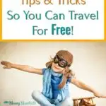 the best travel tips & tricks so you can travel for free above kid pretend flying while sitting in a suitcase