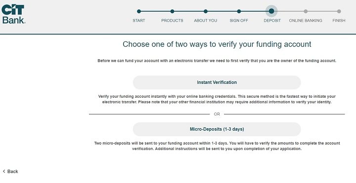 screenshot of step 17 of opening a CIT Bank Savings Builder Account