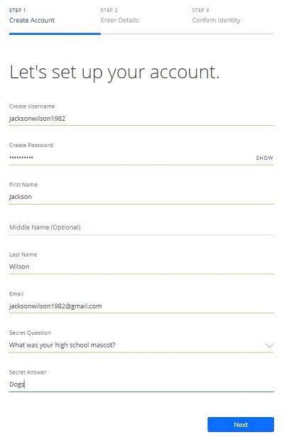 sign up page 1